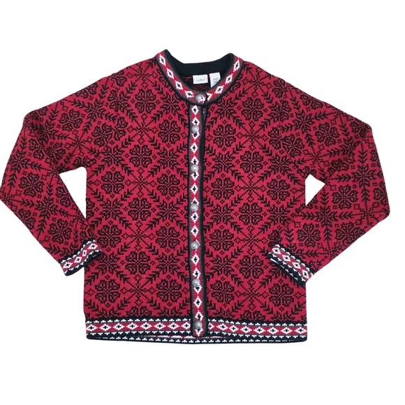 L.L. Bean Black and Red Knit Sweater - Picture 3 of 15